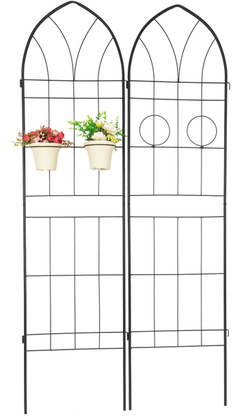 2 Pack Metal Garden Trellis 78.7" X 19.7" Rustproof Trellis For Climbing Plants Outdoor Flower Support Black Black Iron