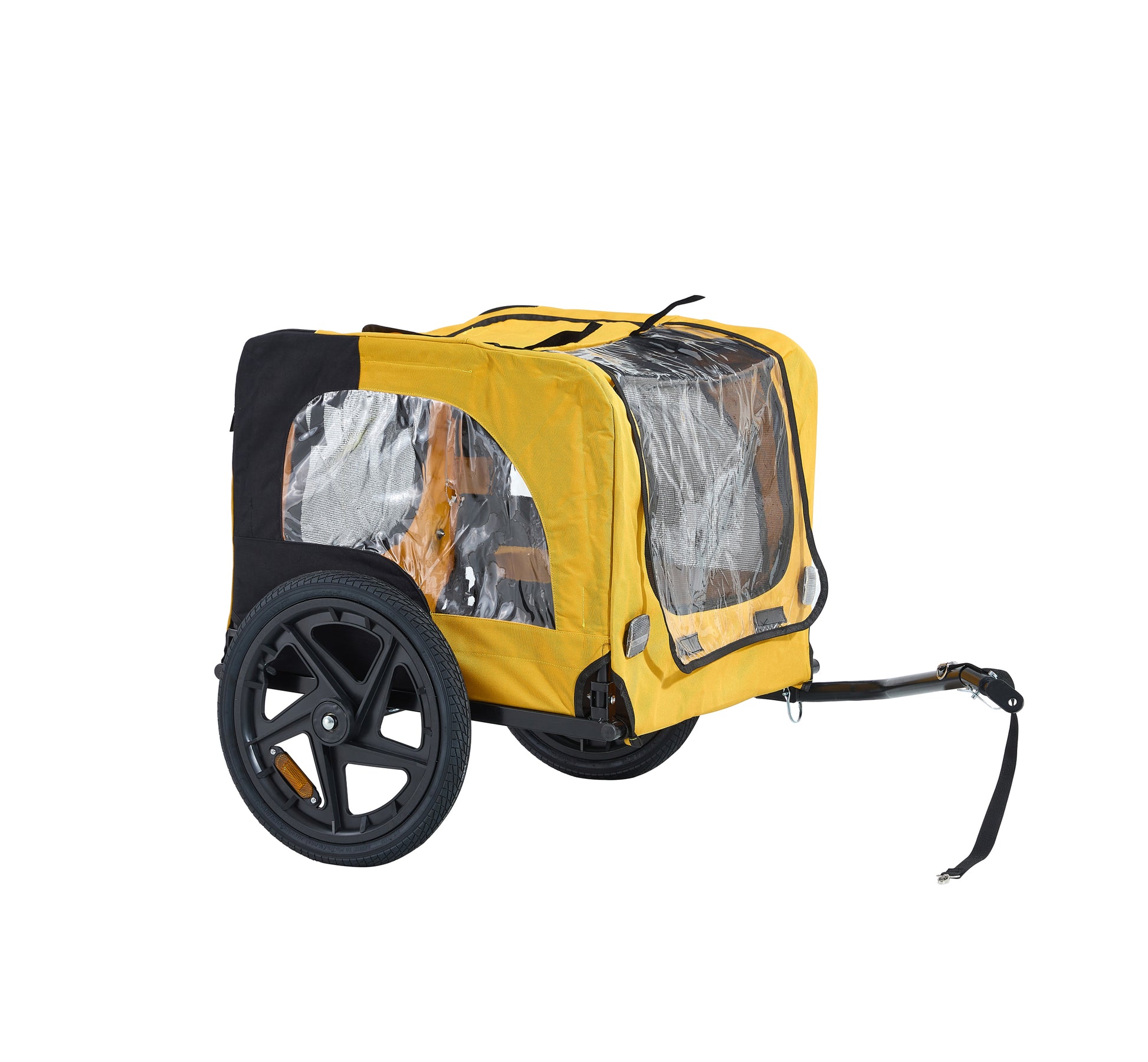 Yellow Outdoor Heavy Duty Foldable Utility Pet Stroller Dog Carriers Bicycle Trailer Yellow Oxford Fabric Steel