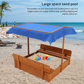 Wood Sandbox With Cover, Sand Box With 2 Bench Seats For Aged 3 8 Years Old, Sand Boxes For Backyard Garden, Sand Pit For Beach Patio Outdoor Natural Wood Brown Solid Wood