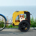 Yellow Outdoor Heavy Duty Foldable Utility Pet Stroller Dog Carriers Bicycle Trailer Yellow Oxford Fabric Steel