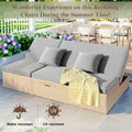 Outdoor Double Sunbed, Wicker Rattan Patio Reclining Chairs With Adjustable Backrest And Seat, Conversational Set For 2 Person, Brown Yes Complete Patio Set Brown Water Resistant Frame Water Resistant Cushion Garden & Outdoor Casual Complete Patio Sets