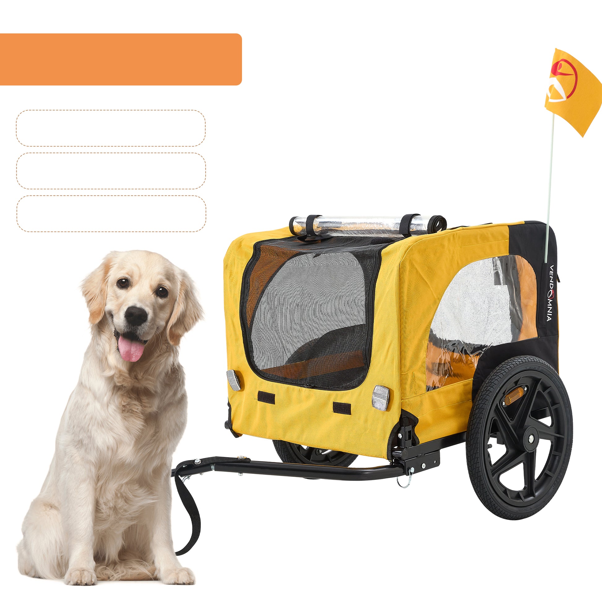 Yellow Outdoor Heavy Duty Foldable Utility Pet Stroller Dog Carriers Bicycle Trailer Yellow Oxford Fabric Steel