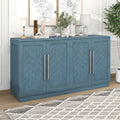 Sideboard With 4 Doors Large Storage Space Buffet Cabinet With Adjustable Shelves And Silver Handles For Kitchen, Dining Room, Living Room Antique Blue Antique Blue Solid Wood Mdf