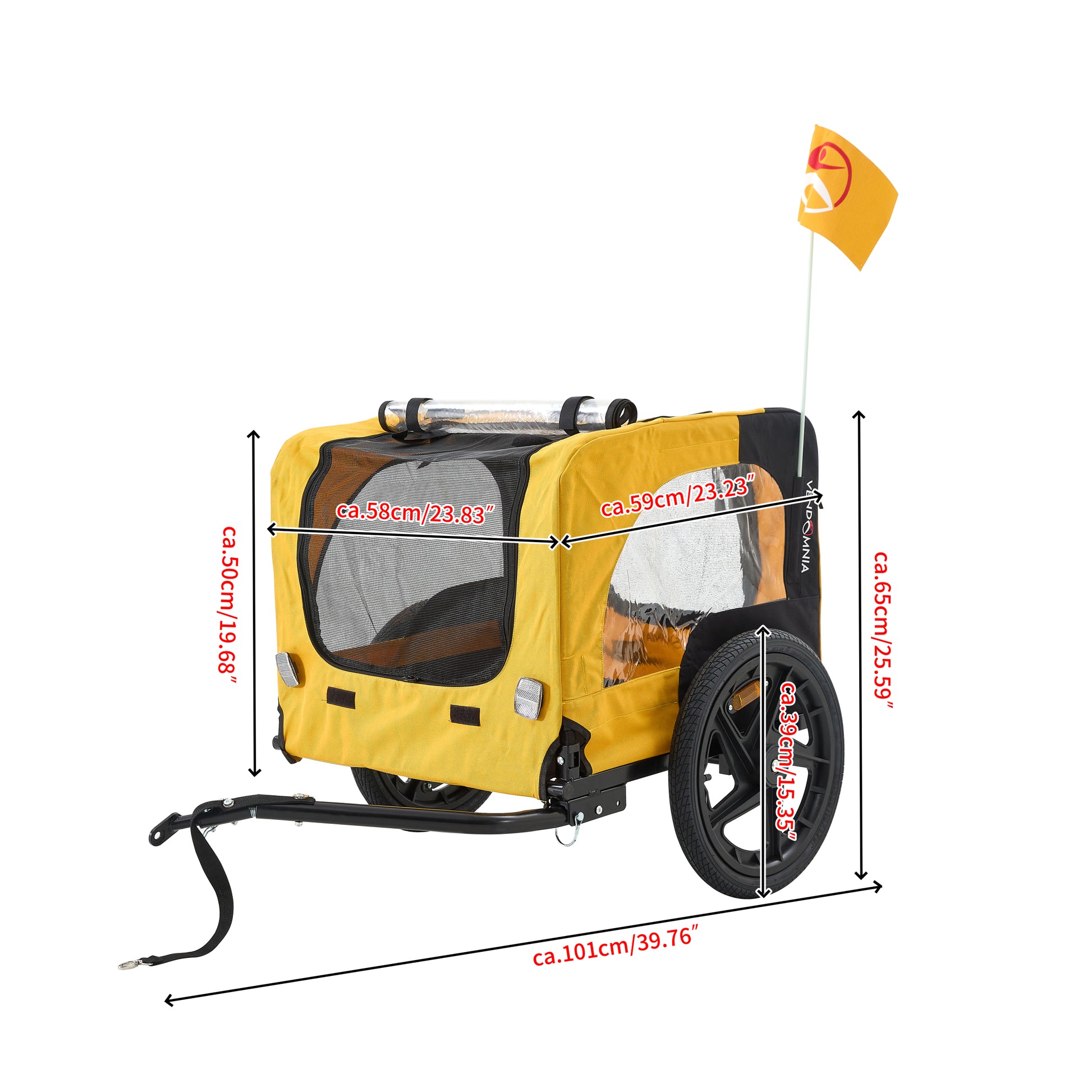 Yellow Outdoor Heavy Duty Foldable Utility Pet Stroller Dog Carriers Bicycle Trailer Yellow Oxford Fabric Steel