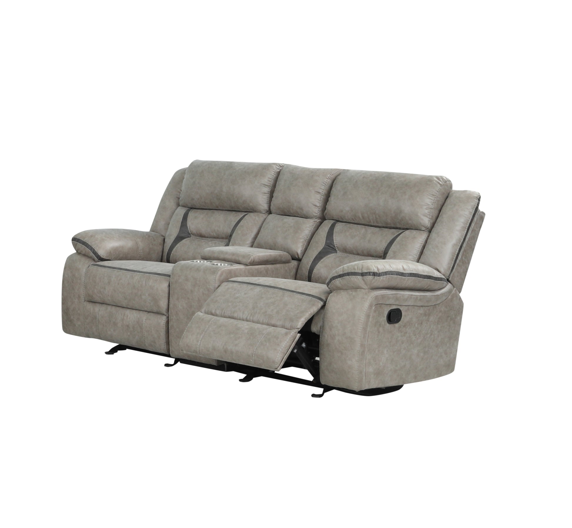 Denali Faux Leather Upholstered 3 Pc Sofa Set Made With Wood Finished In Gray Gray Faux Leather Metal Primary Living Space Medium Soft Cushion Back Contemporary,Modern Solid Wood Mdf Wood 6 Seat