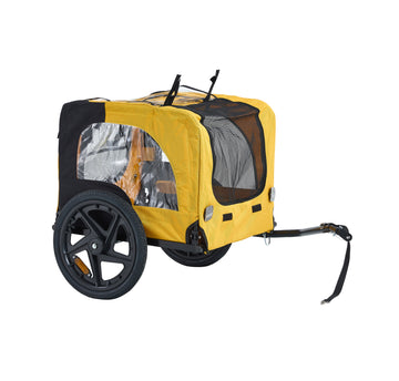 Yellow Outdoor Heavy Duty Foldable Utility Pet Stroller Dog Carriers Bicycle Trailer Yellow Oxford Fabric Steel
