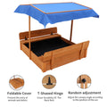 Wood Sandbox With Cover, Sand Box With 2 Bench Seats For Aged 3 8 Years Old, Sand Boxes For Backyard Garden, Sand Pit For Beach Patio Outdoor Natural Wood Brown Solid Wood