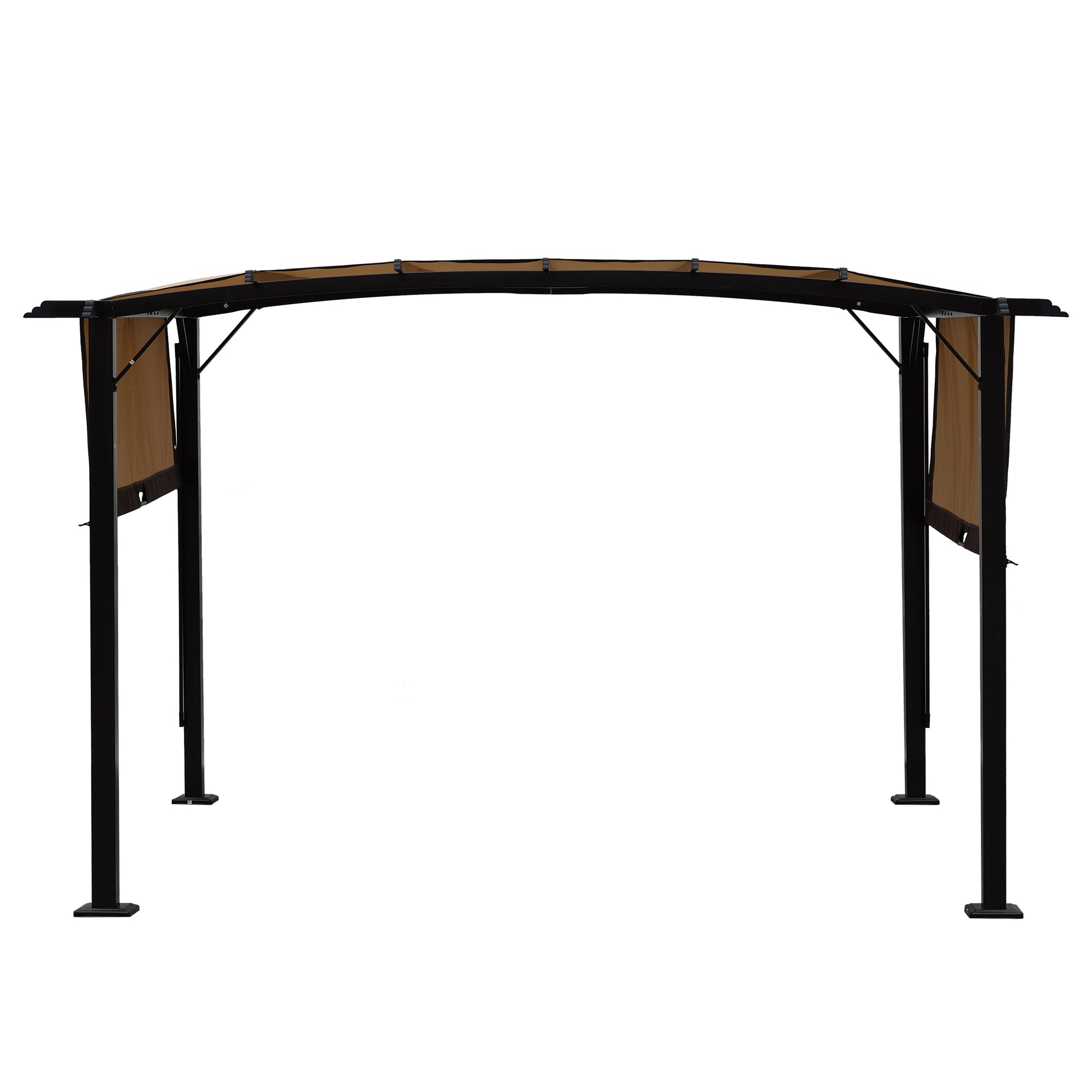 12 X 9 Ft Outdoor Pergola Patio Gazebo,Retractable Shade Canopy,Steel Frame Grape Gazebo,Sunshelter Pergola For Gardens,Terraces,Backyard Same As W419S00041 Beige Brown Steel