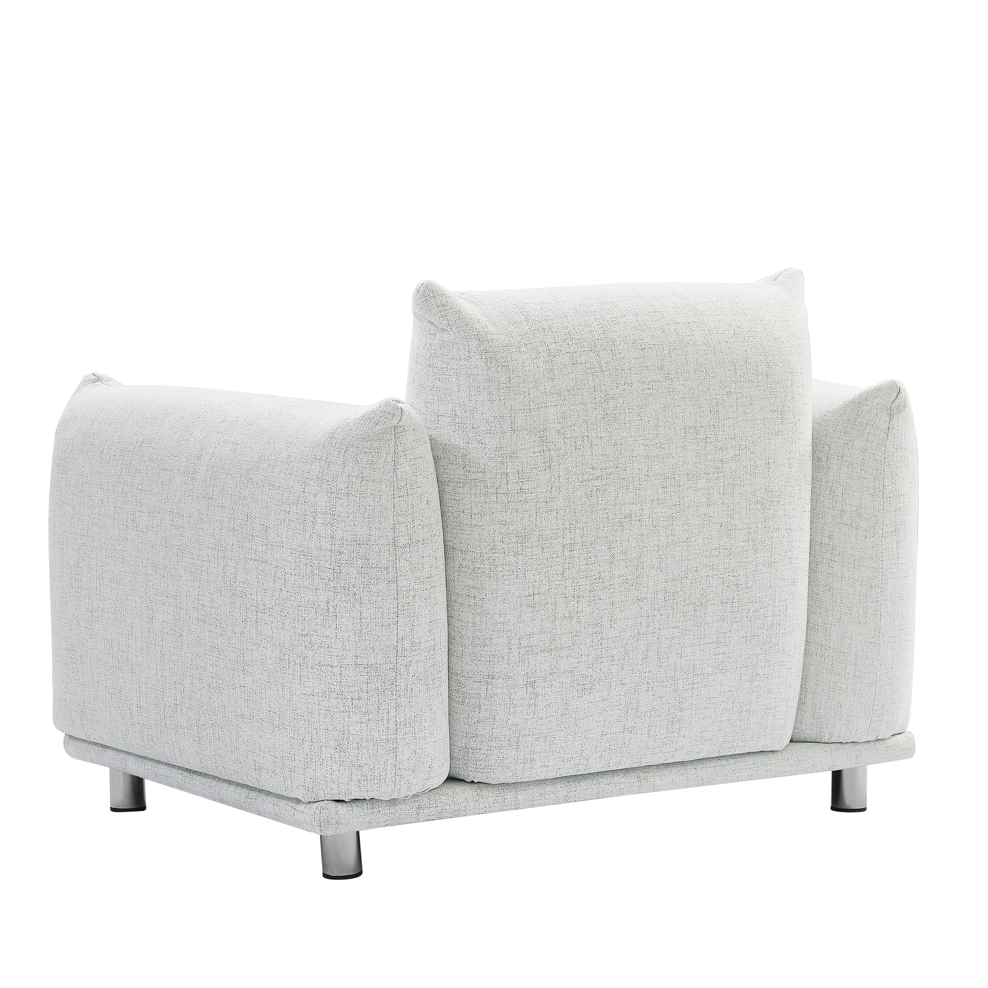 Fabric Accent Cotton Linen Chair Single Sofa 42"W Accent Chair For Bedroom Living Room Apartment, Light Grey Light Gray Cotton Linen 1 Seat