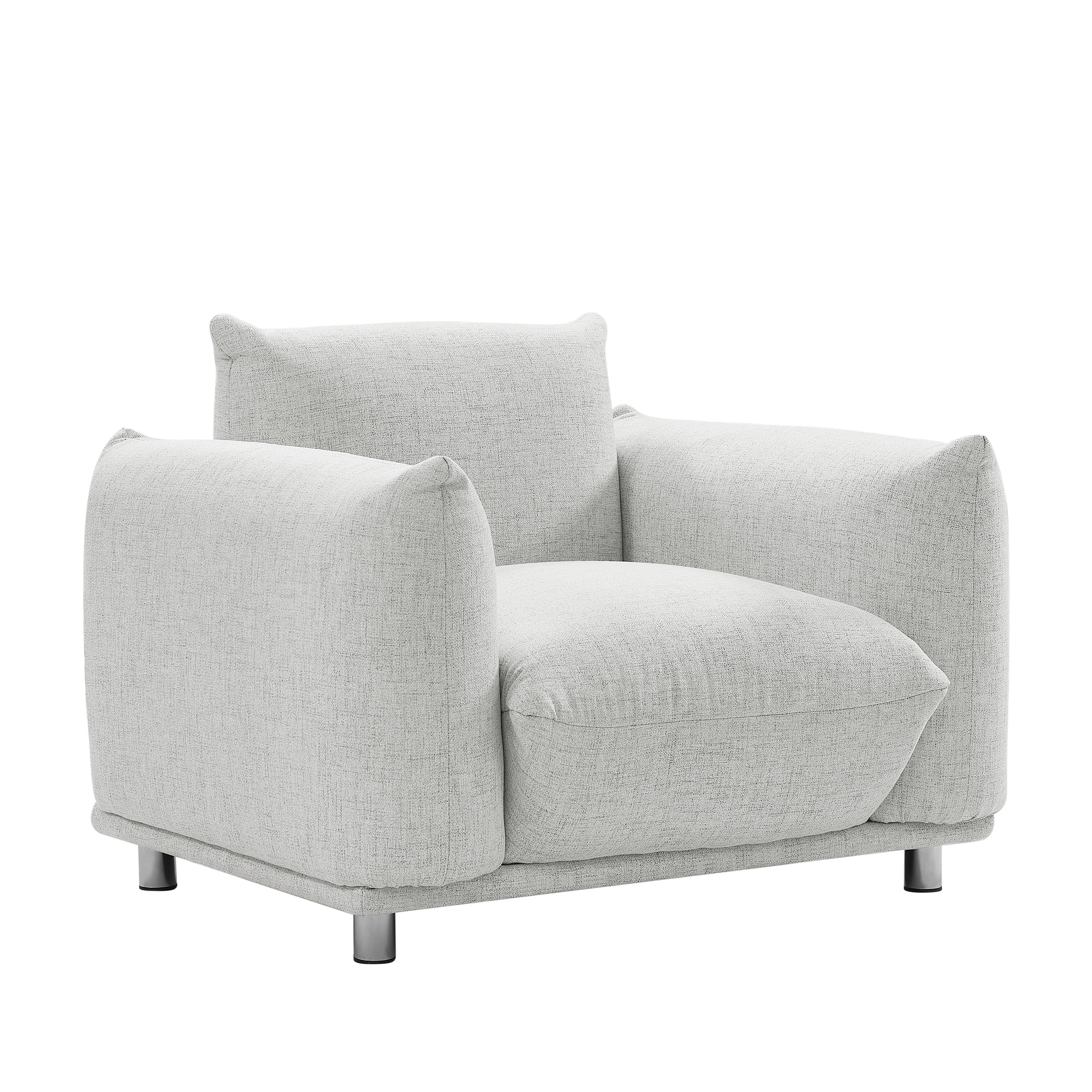 Fabric Accent Cotton Linen Chair Single Sofa 42"W Accent Chair For Bedroom Living Room Apartment, Light Grey Light Gray Cotton Linen 1 Seat