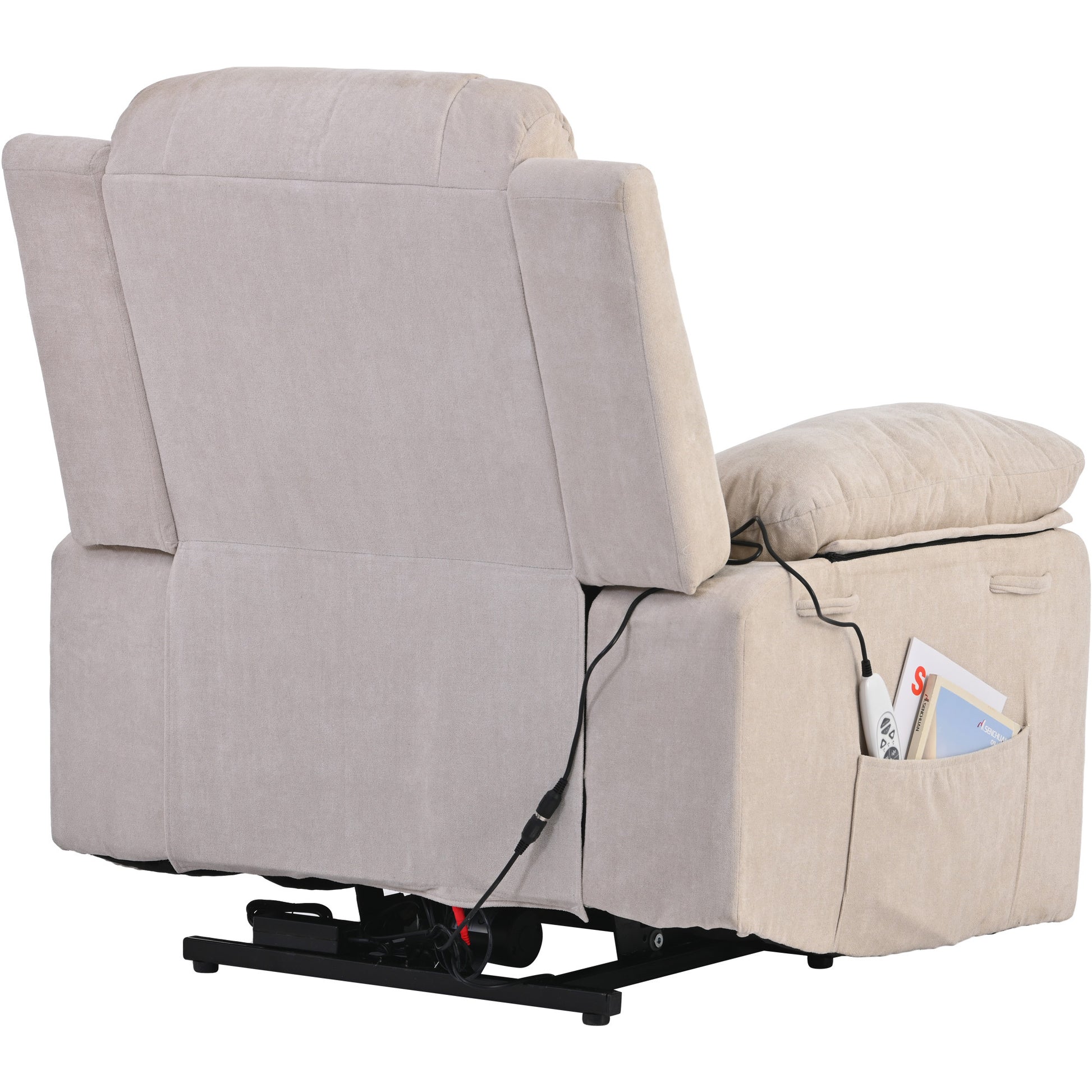 Massage Recliner,Power Lift Chair For Elderly With Adjustable Massage And Heating Function,Recliner Chair With Infinite Position And Side Pocket For Living Room ,Beige Beige Foam Linen