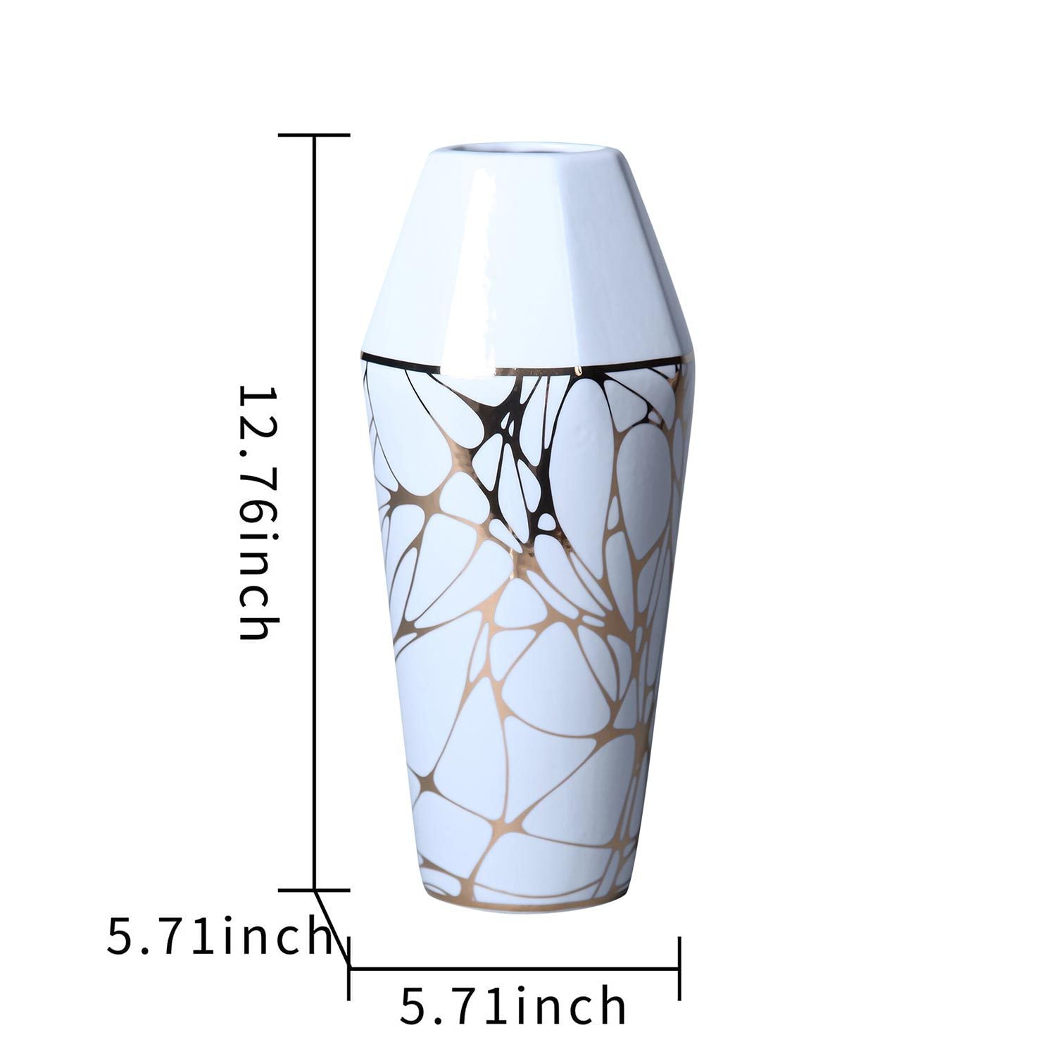 White Ceramic Vase With Gold Organic Accent Design Elegant And Versatile Home Decor White Ceramic