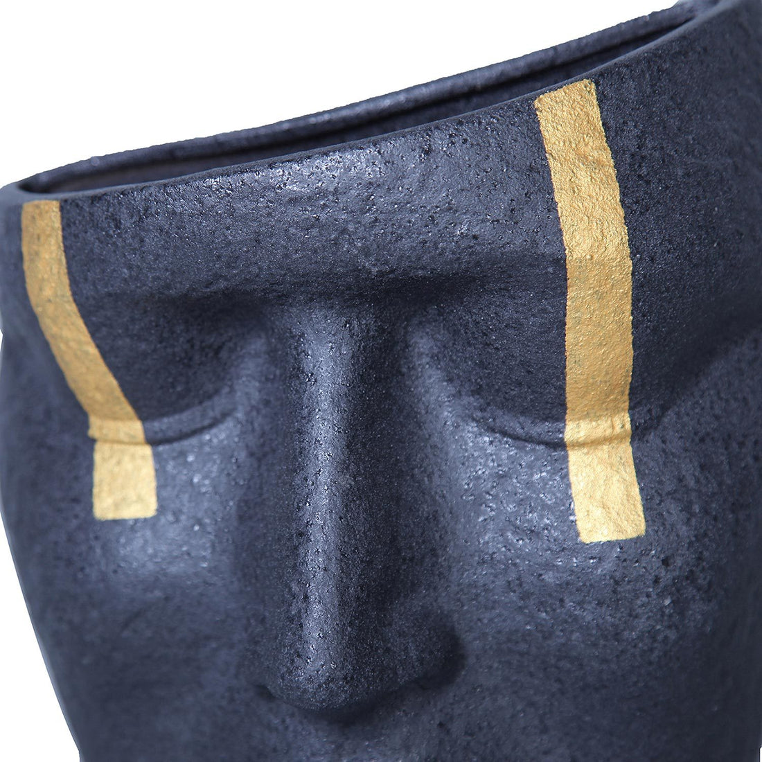 Ceramic Face Sculpture Vase In Black With Gold Accent Unique And Eye Catching Home Decor Black Ceramic