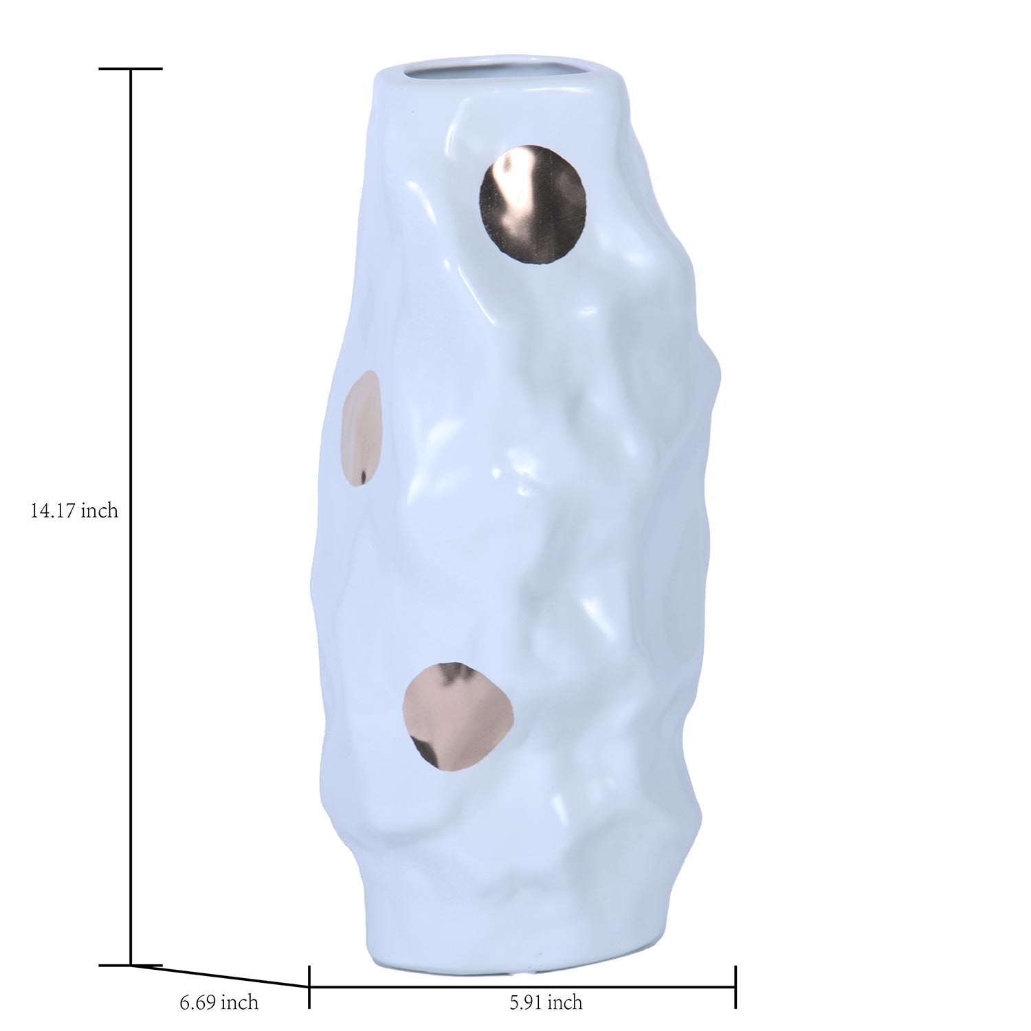 Modern And Elegant White Ceramic Vase With Gold Design White Ceramic