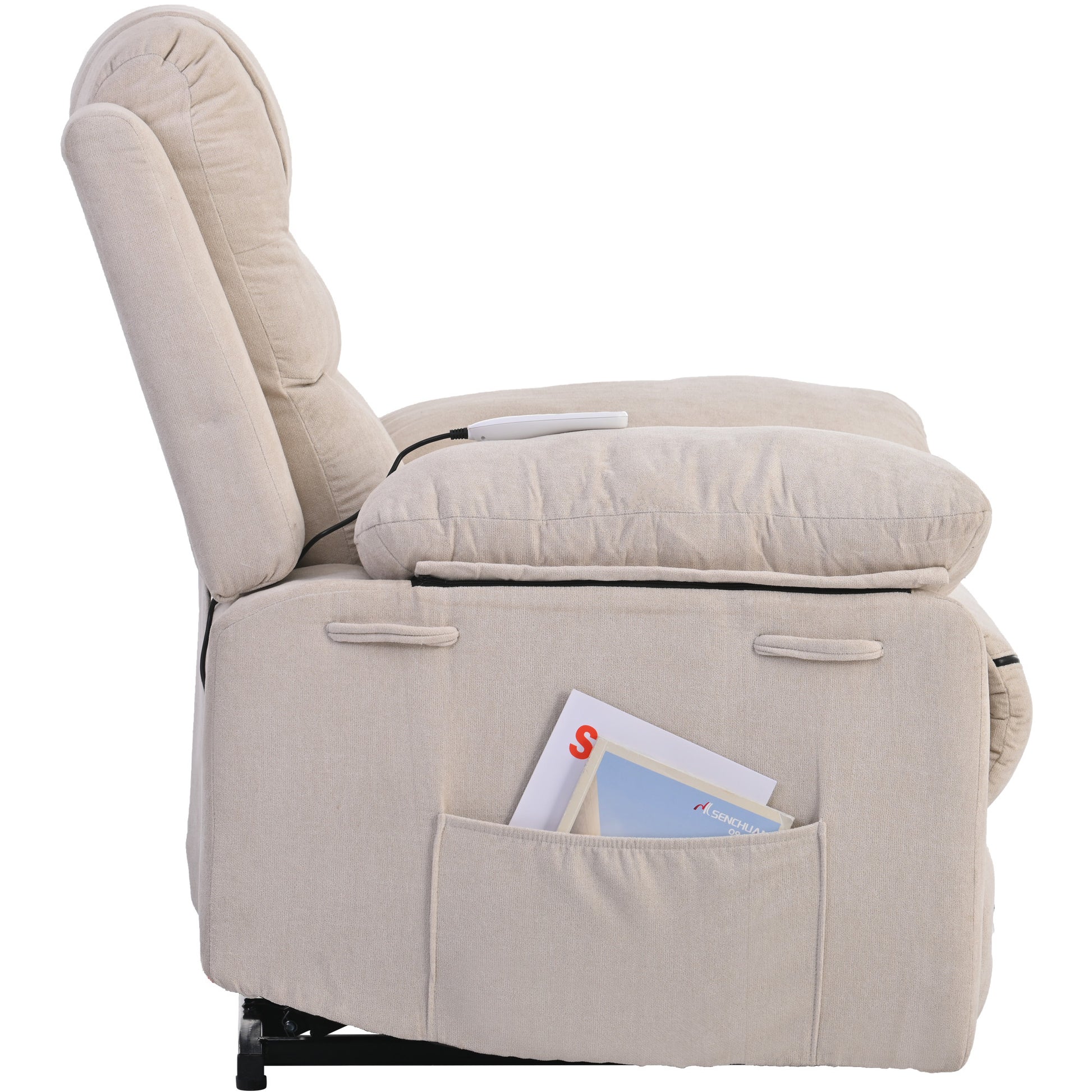 Massage Recliner,Power Lift Chair For Elderly With Adjustable Massage And Heating Function,Recliner Chair With Infinite Position And Side Pocket For Living Room ,Beige Beige Foam Linen