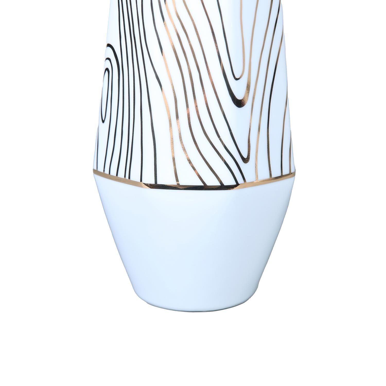 White Ceramic Vase With Gold Wood Grain Design Elegant And Versatile Home Decor White Ceramic