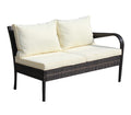 4 Piece Patio Sectional Wicker Rattan Outdoor Furniture Sofa Set With Storage Box Brown Brown Iron