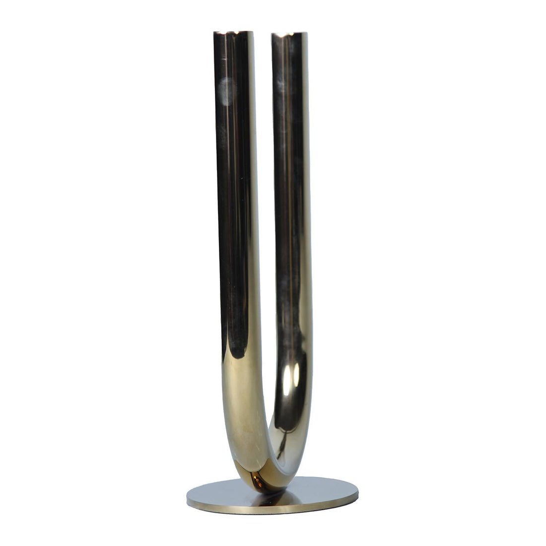 Modern U Shaped 7"L X 4.5"W X 12"H Candle Holder In Gold Gold Stainless Steel