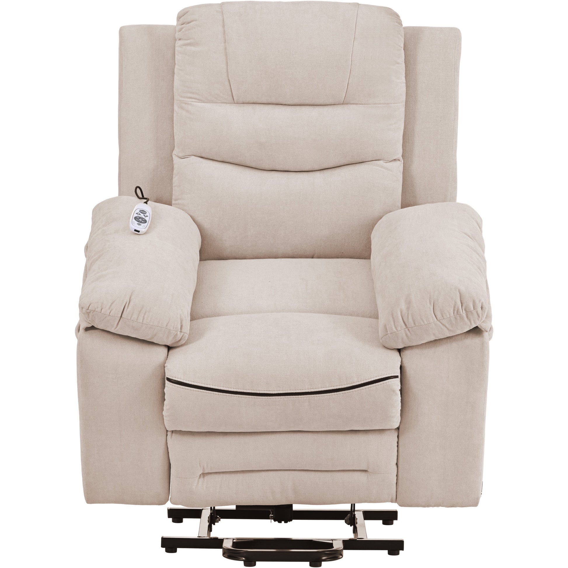 Massage Recliner,Power Lift Chair For Elderly With Adjustable Massage And Heating Function,Recliner Chair With Infinite Position And Side Pocket For Living Room ,Beige Beige Foam Linen