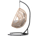 Outdoor Indoor Swing Egg Chair Natural Color Wicker With Beige Cushion Natural Wicker