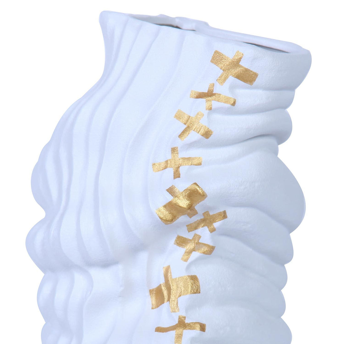 Modern And Elegant White Ceramic Vase With Gold Accents White Ceramic