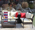 4 Piece Patio Sectional Wicker Rattan Outdoor Furniture Sofa Set With Storage Box Brown Brown Iron