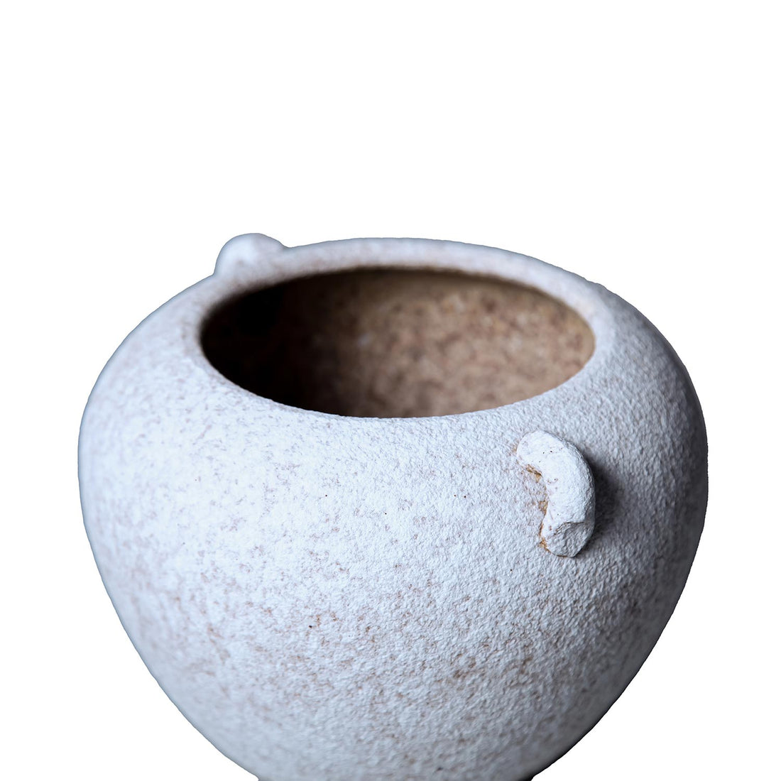 Artisan Ceramic Grey Stone Vase 10"D X 7"H Country Charm For Your Home Antique Grey White Ceramic