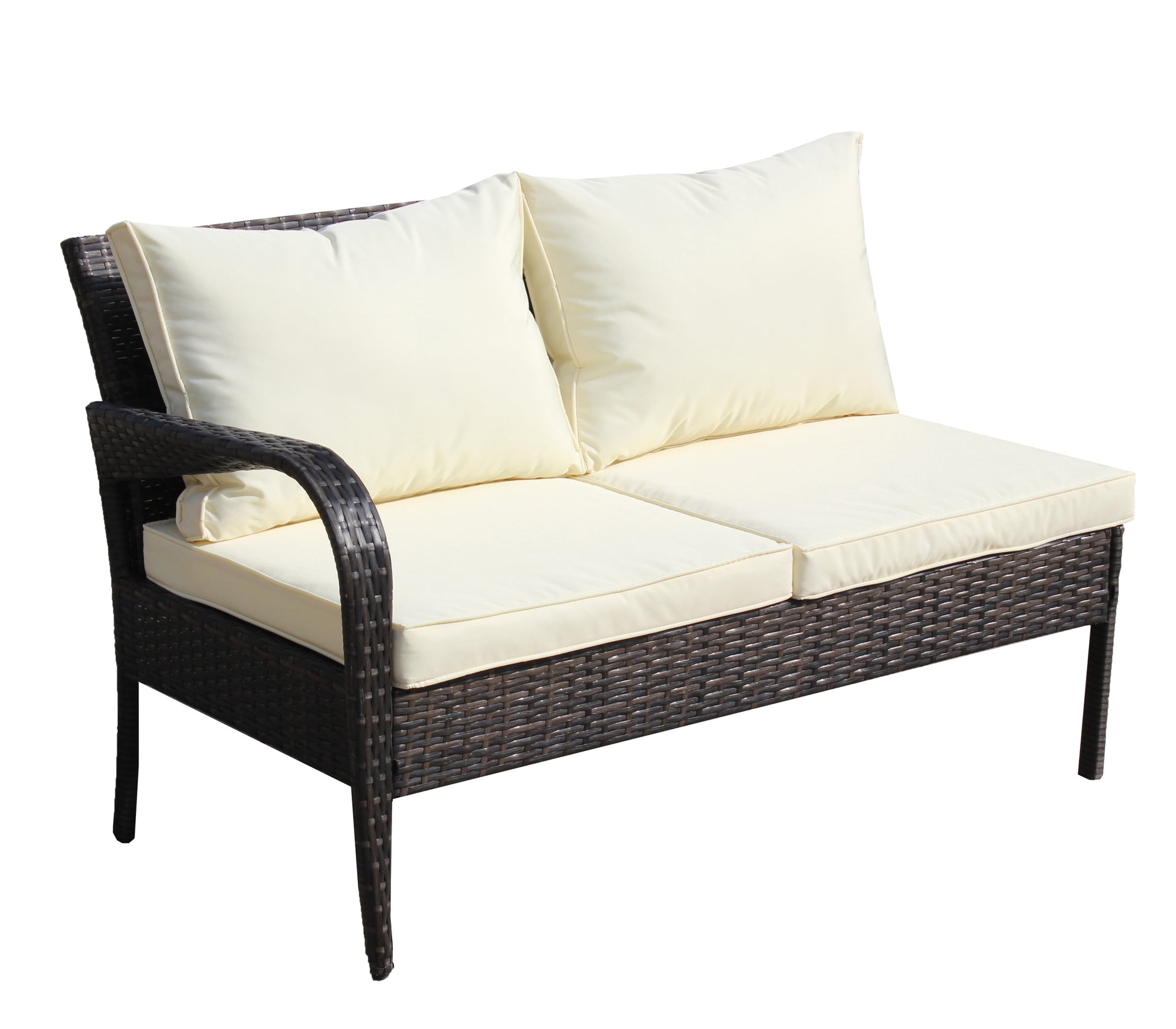 4 Piece Patio Sectional Wicker Rattan Outdoor Furniture Sofa Set With Storage Box Brown Brown Iron