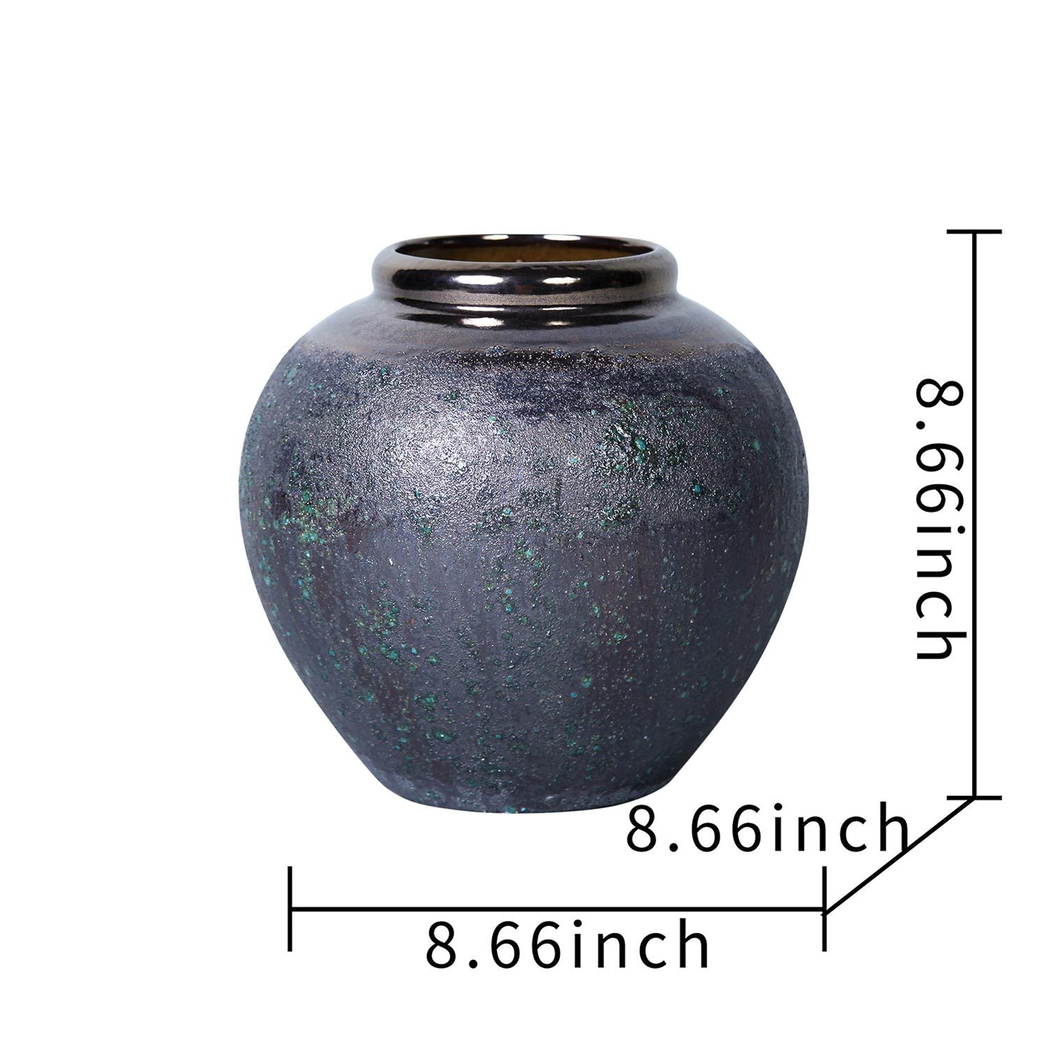 Vintage Smoke Ceramic Vase 8.7"D X 8.7"H Artisanal Piece For Your Home Smoke Ceramic