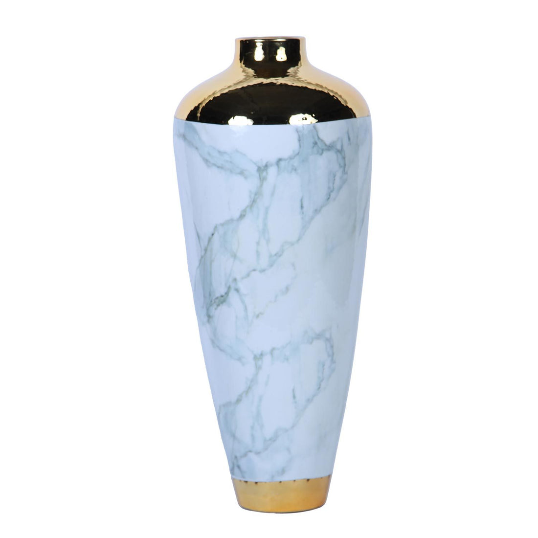 Elegant Celadon Marble Ceramic Vase With Gold Accents Timeless Home Decor Marble Ceramic