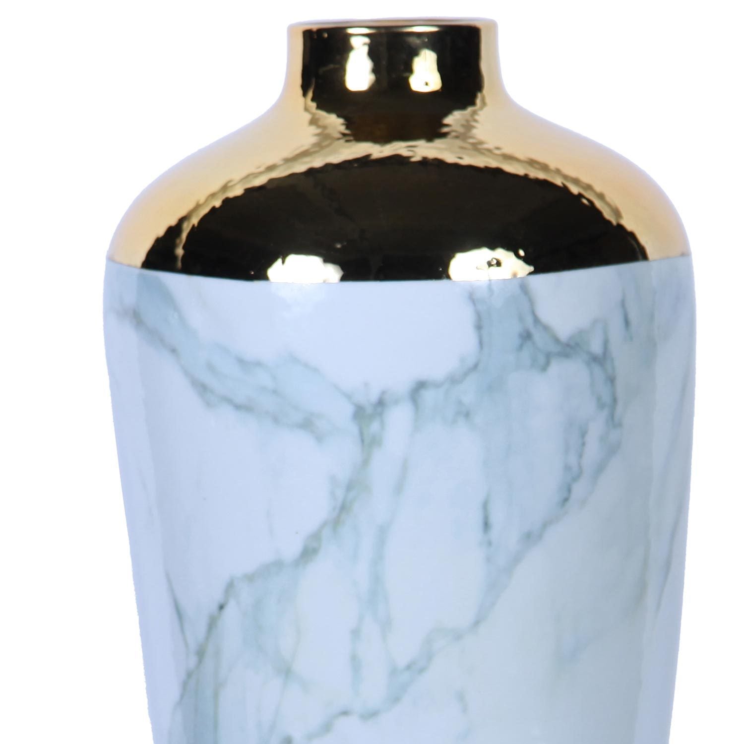 Elegant Celadon Marble Ceramic Vase With Gold Accents Timeless Home Decor Marble Ceramic