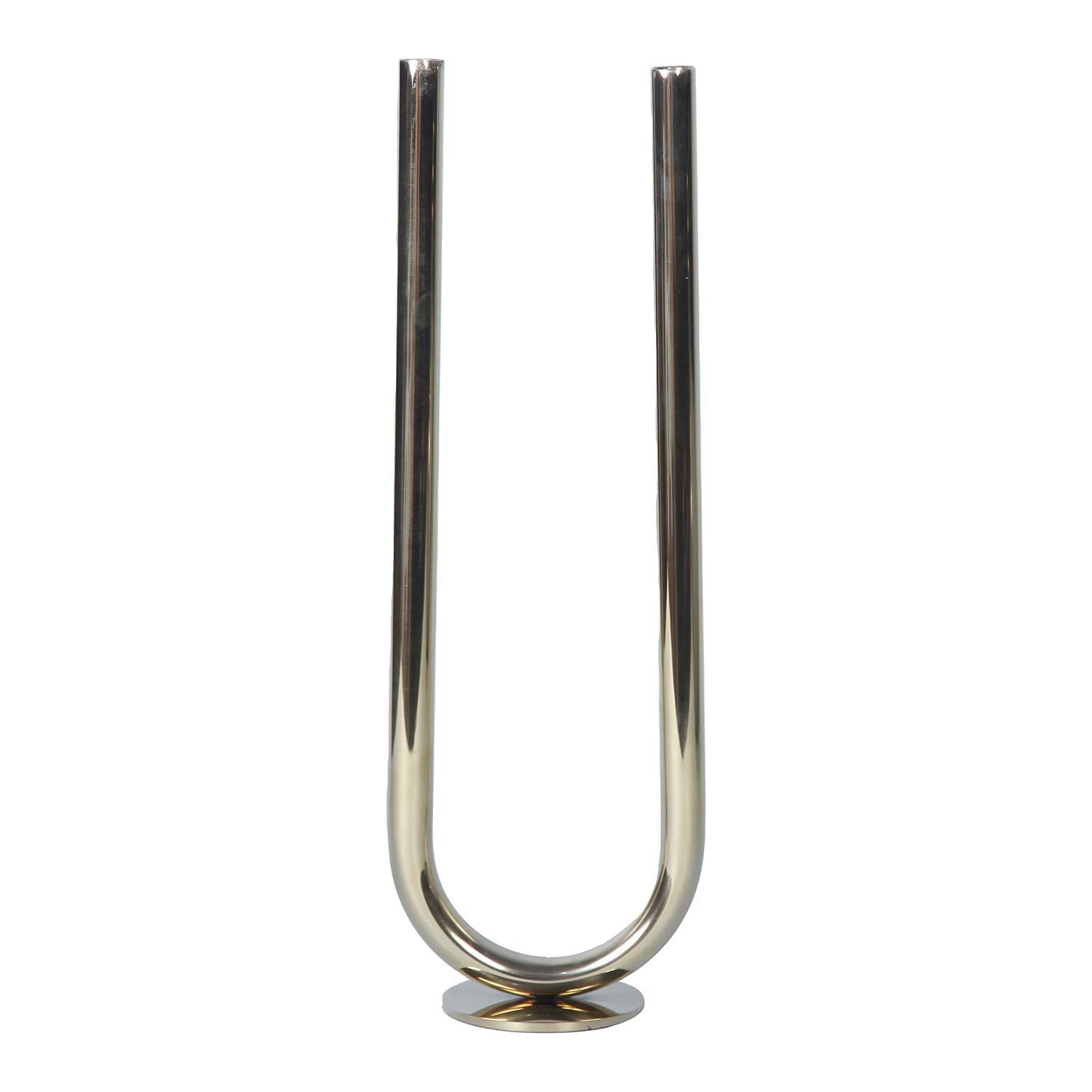 Modern U Shaped 7"L X 4.5"W X 20"H Candle Holder In Gold Gold Stainless Steel