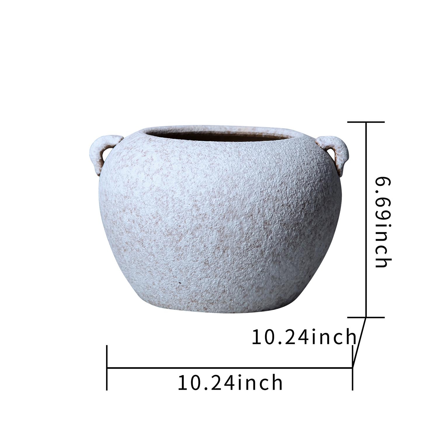 Artisan Ceramic Grey Stone Vase 10"D X 7"H Country Charm For Your Home Antique Grey White Ceramic