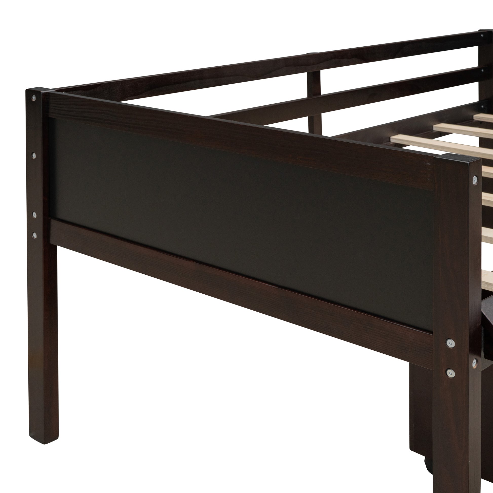 Twin Size Loft Bed Wood Bed With Two Storage Boxes Espresso Old Sku: Lp000075Aap Espresso Solid Wood