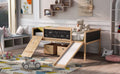 Twin Size Loft Bed Wood Bed With Two Storage Boxes Natrual Old Sku: Lp000075Aam Natural Solid Wood