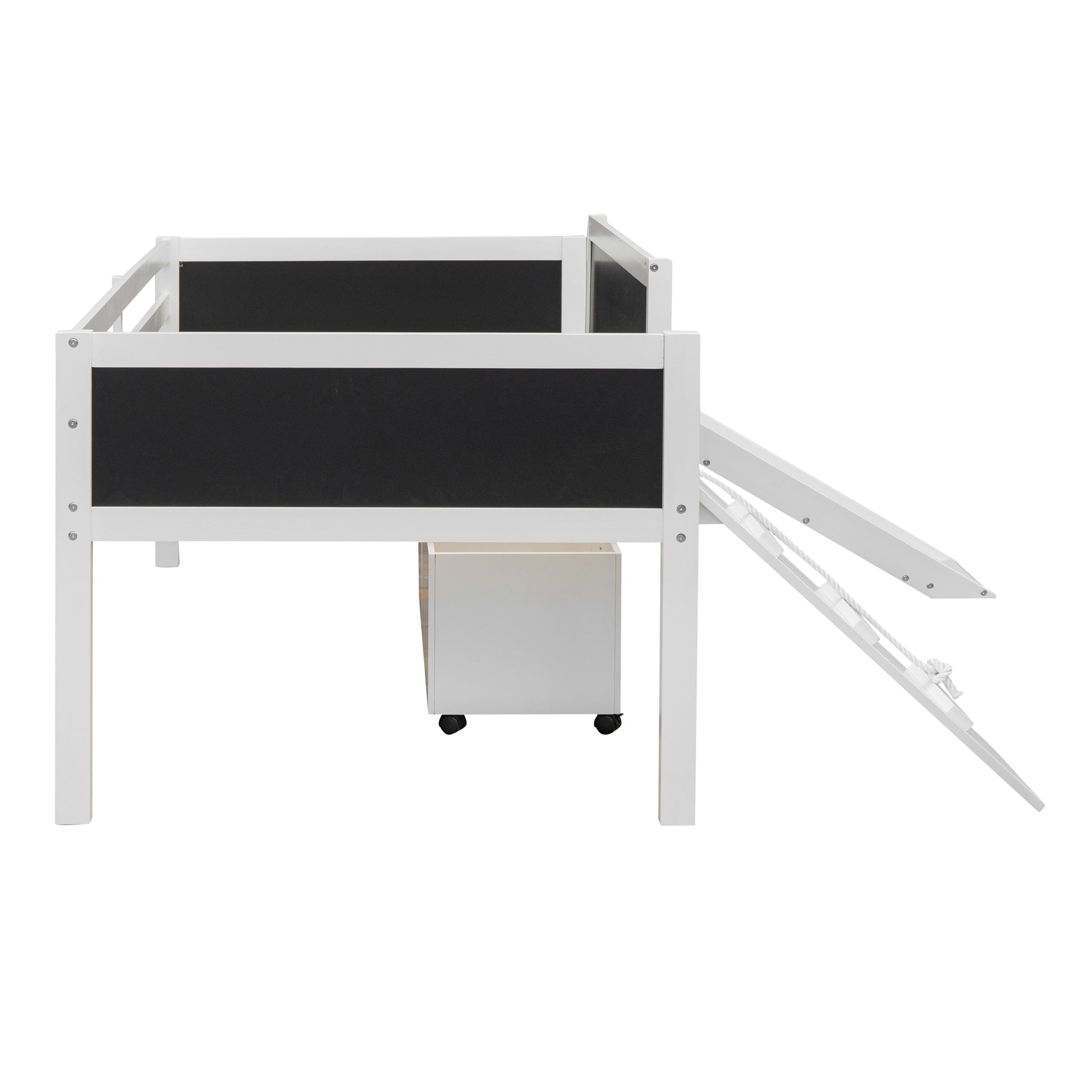 Twin Size Loft Bed Wood Bed With Two Storage Boxes White Old Sku: Lp000075Aak White Solid Wood