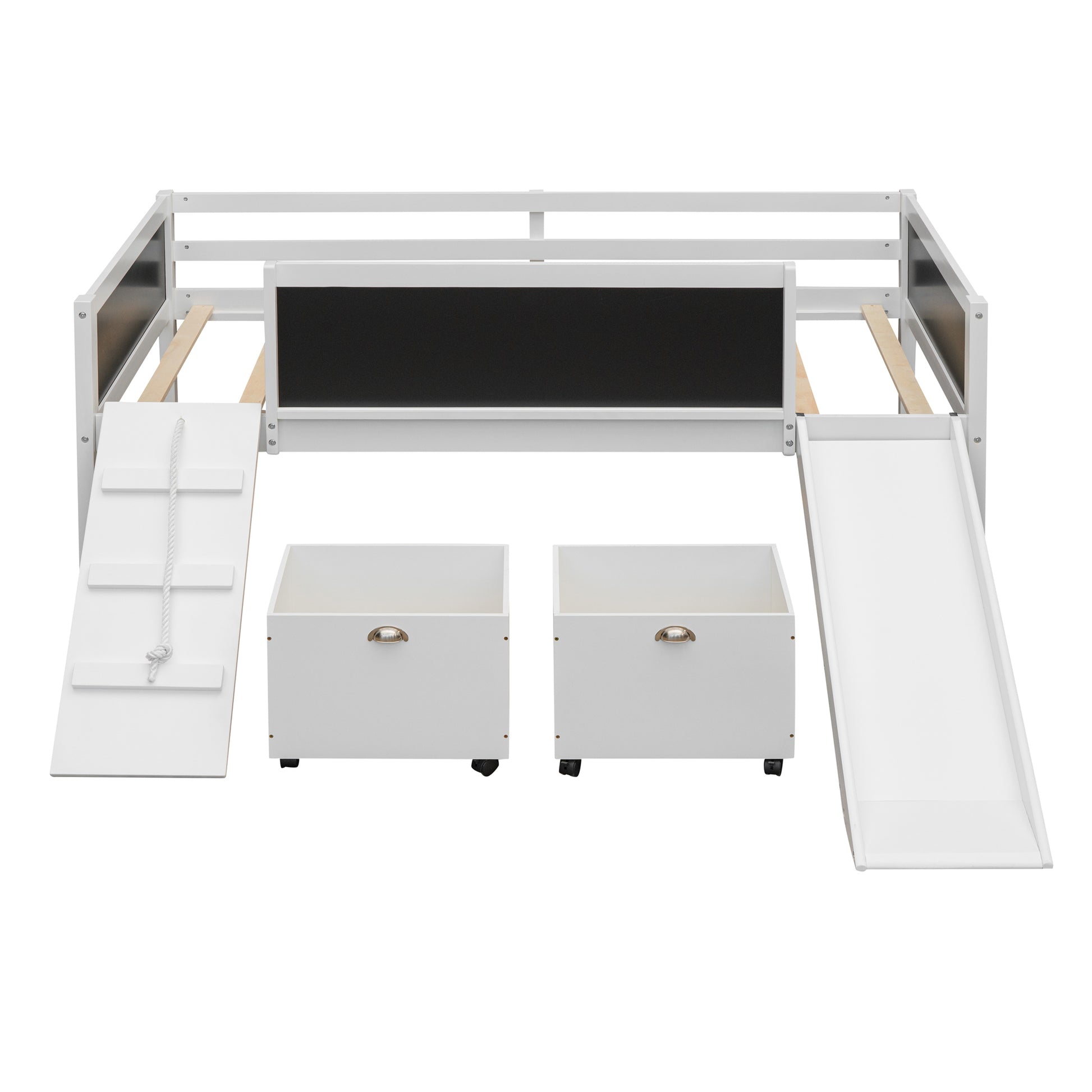 Twin Size Loft Bed Wood Bed With Two Storage Boxes White Old Sku: Lp000075Aak White Solid Wood