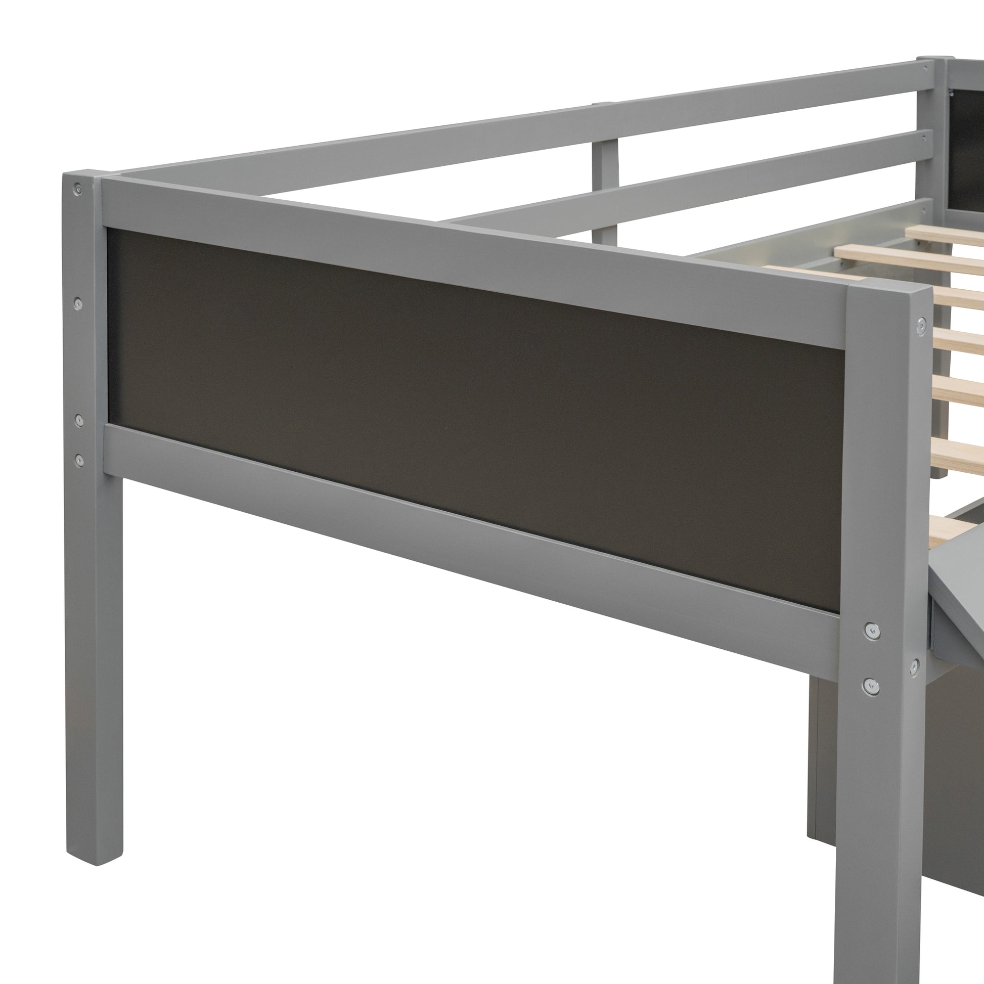 Twin Size Loft Bed Wood Bed With Two Storage Boxes Gray Old Sku: Lp000075Aae Natural Solid Wood