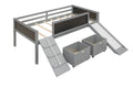 Twin Size Loft Bed Wood Bed With Two Storage Boxes Gray Old Sku: Lp000075Aae Natural Solid Wood