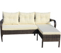 Outdoor Patio Furniture Sets 2 Piece Conversation Set Wicker Ratten Sectional Sofa With Seat Cushions Beige Cushion Brown Rattan