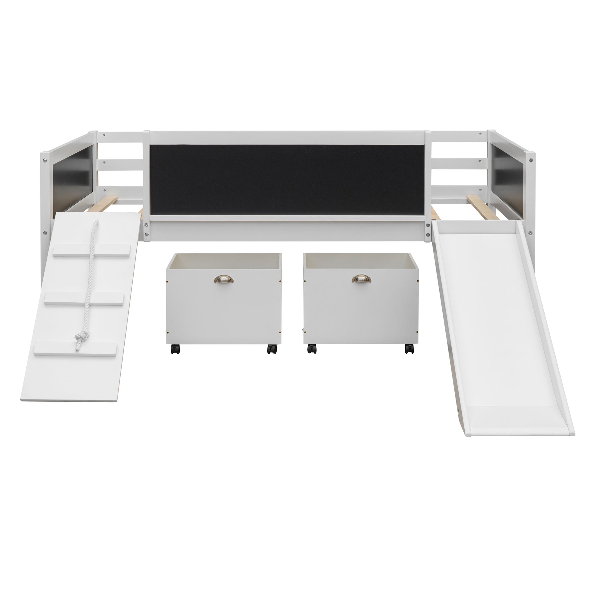 Twin Size Loft Bed Wood Bed With Two Storage Boxes White Old Sku: Lp000075Aak White Solid Wood