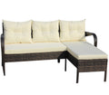 Outdoor Patio Furniture Sets 2 Piece Conversation Set Wicker Ratten Sectional Sofa With Seat Cushions Beige Cushion Brown Rattan