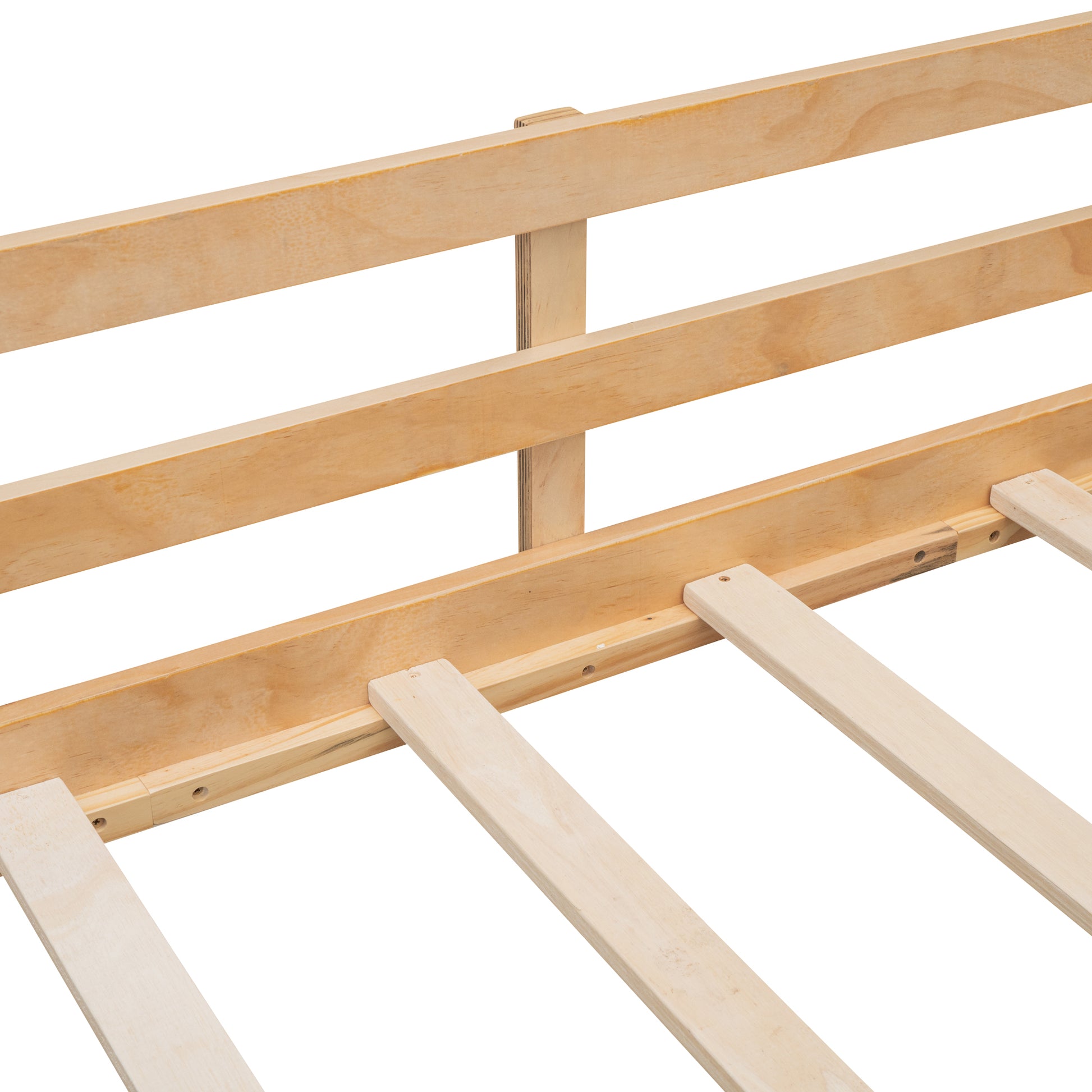 Twin Size Loft Bed Wood Bed With Two Storage Boxes Natrual Old Sku: Lp000075Aam Natural Solid Wood