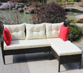 Outdoor Patio Furniture Sets 2 Piece Conversation Set Wicker Ratten Sectional Sofa With Seat Cushions Beige Cushion Brown Rattan