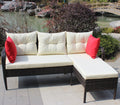 Outdoor Patio Furniture Sets 2 Piece Conversation Set Wicker Ratten Sectional Sofa With Seat Cushions Beige Cushion Brown Rattan