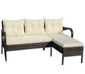 Outdoor Patio Furniture Sets 2 Piece Conversation Set Wicker Ratten Sectional Sofa With Seat Cushions Beige Cushion Brown Rattan