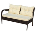 Outdoor Patio Furniture Sets 2 Piece Conversation Set Wicker Ratten Sectional Sofa With Seat Cushions Beige Cushion Brown Rattan