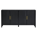 Accent Storage Cabinet Sideboard Wooden Cabinet With Metal Handles For Hallway, Entryway, Living Room Black Solid Wood Mdf