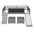 Twin Size Loft Bed Wood Bed With Two Storage Boxes Gray Old Sku: Lp000075Aae Natural Solid Wood