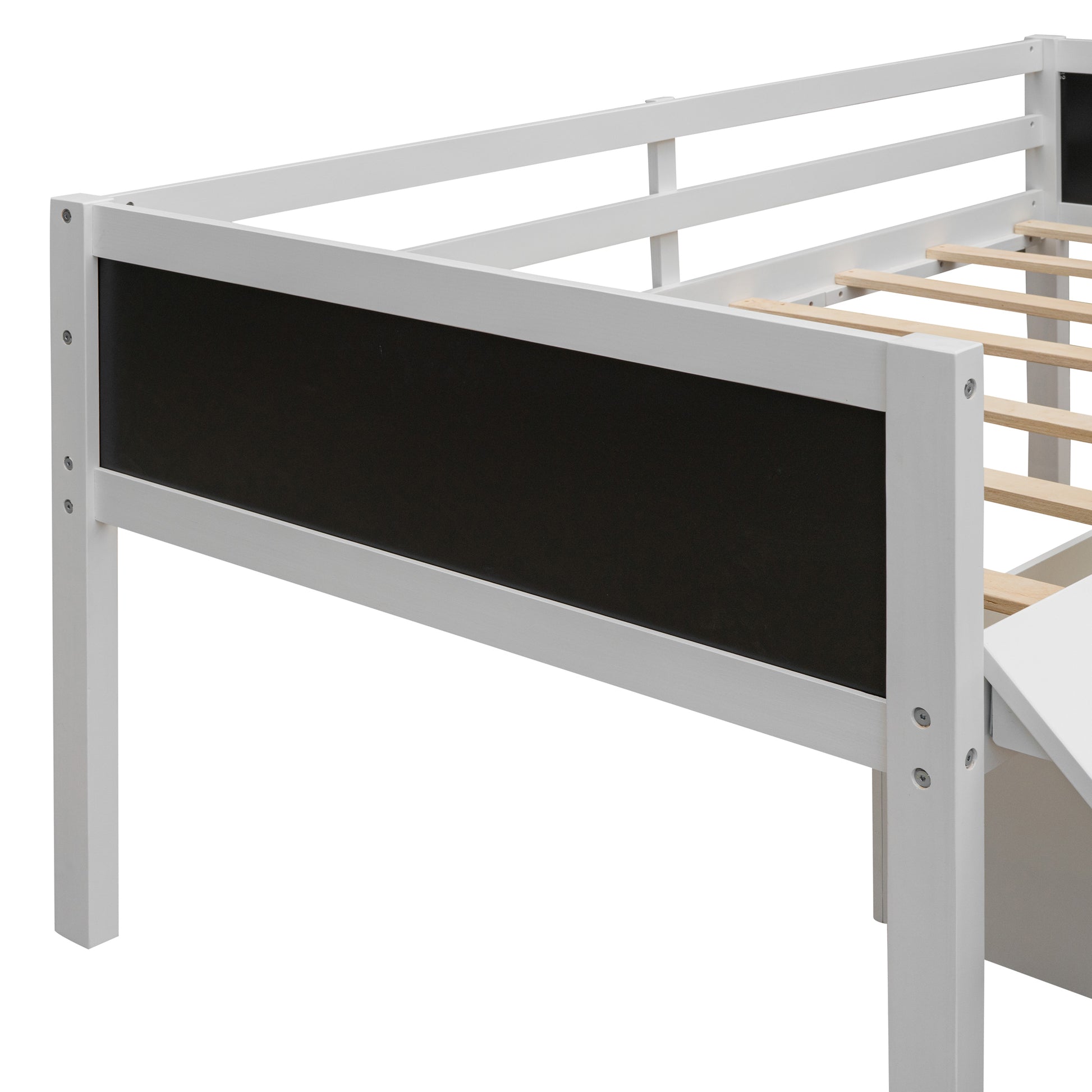 Twin Size Loft Bed Wood Bed With Two Storage Boxes White Old Sku: Lp000075Aak White Solid Wood